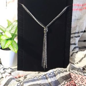 Black Silver Tassel Chain Necklace